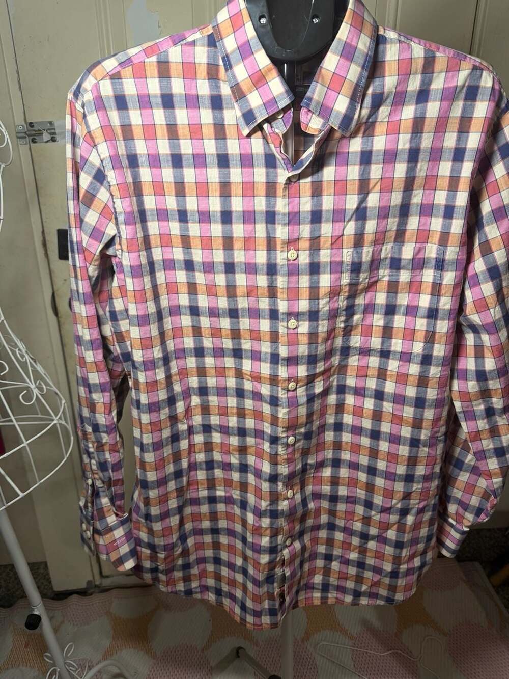 Peter Millar Men's Multicolor Plaid Check Long Sleeve Button Down Shirt Large